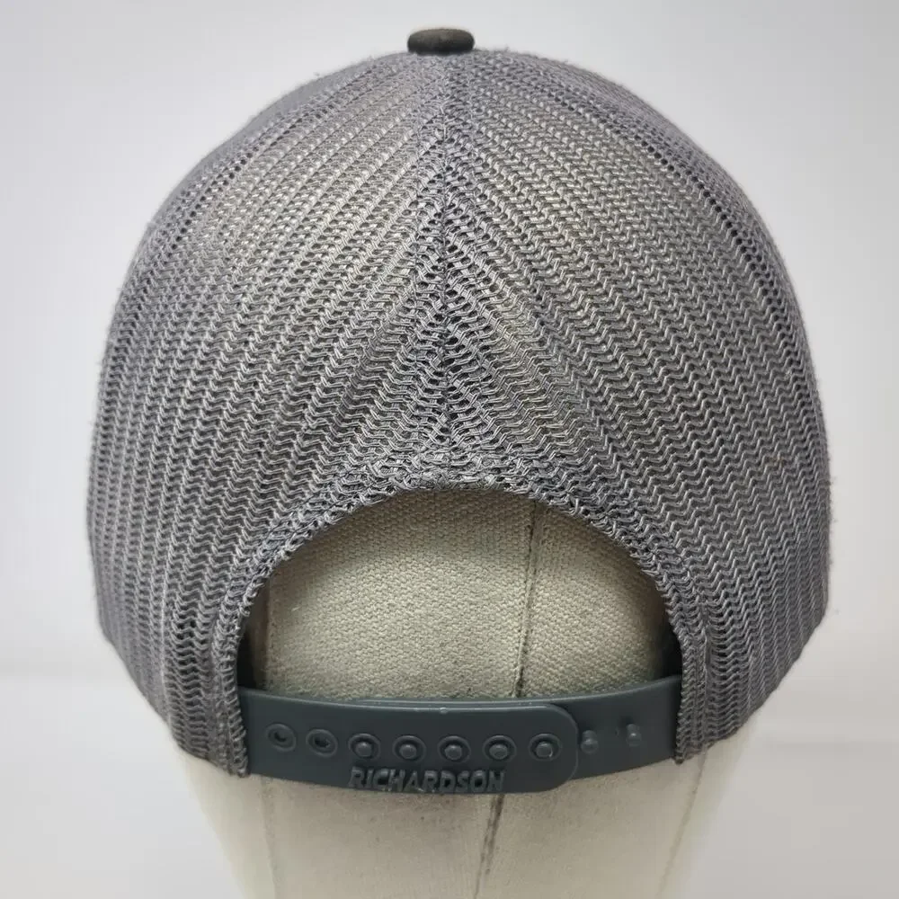 Richardson Trucker Hat Black One Size Sawtooth USA Mountain Logo Mesh Snapback
